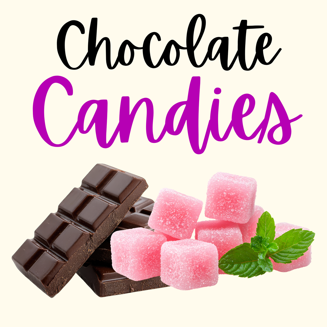 Colorful assorted imported candies, chocolates, gummies, wafers, and sweet treats